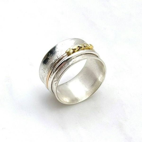 Alternate image for Sterling Silver Spinner Ring With Moving Beads