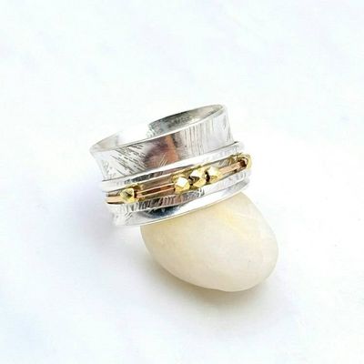 Alternate image for Sterling Silver Spinner Ring With Moving Beads