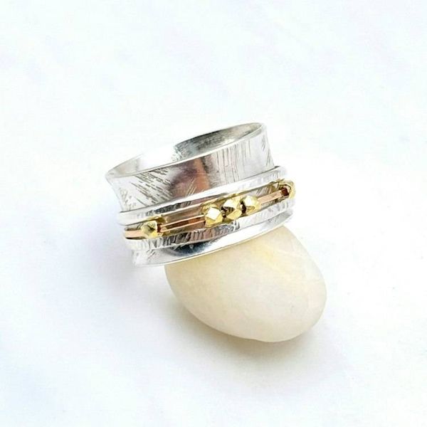 Alternate image for Sterling Silver Spinner Ring With Moving Beads