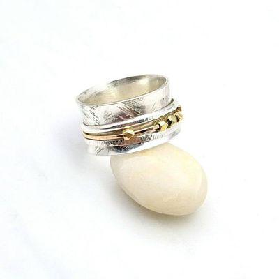 Alternate image for Sterling Silver Spinner Ring With Moving Beads