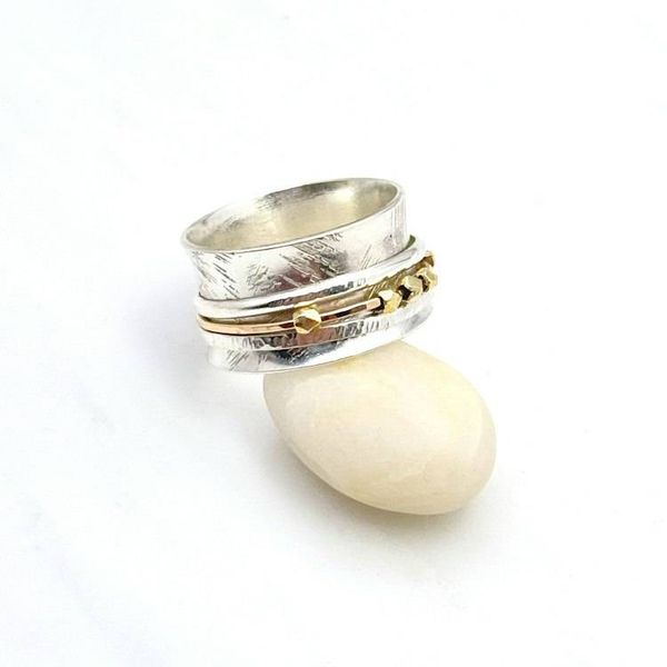 Alternate image for Sterling Silver Spinner Ring With Moving Beads