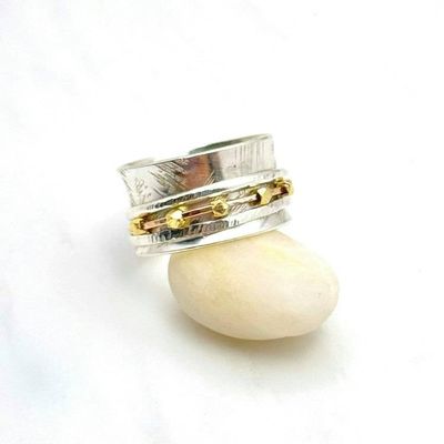 Alternate image for Sterling Silver Spinner Ring With Moving Beads