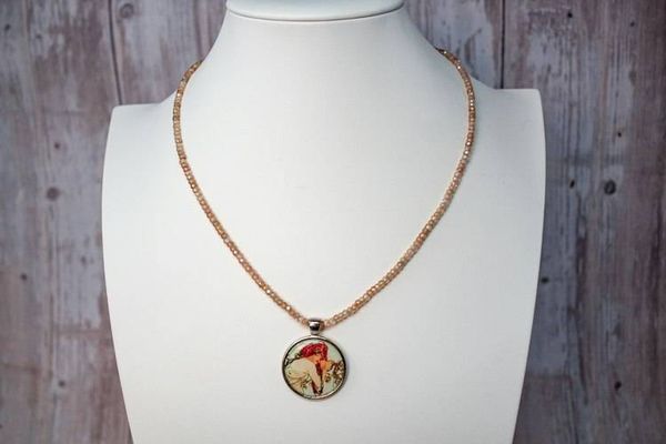 Alternate image for Muchas Art Nouveau Muse Cubic Zirconia Necklace