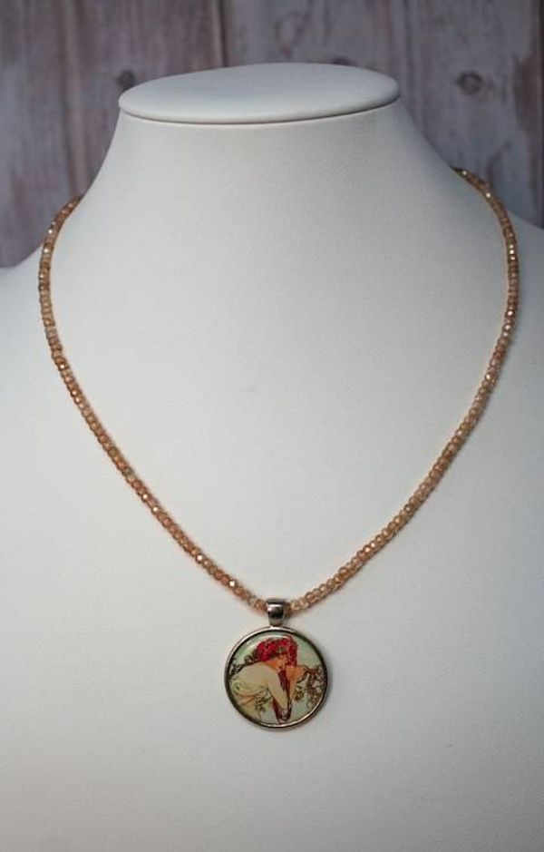 Alternate image for Muchas Art Nouveau Muse Cubic Zirconia Necklace
