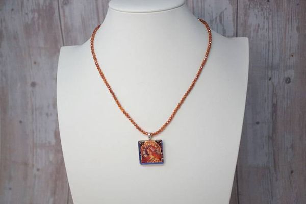 Alternate image for Alphonse Mucha Zodiac Art Nouveau Cubic Zirconia Necklace