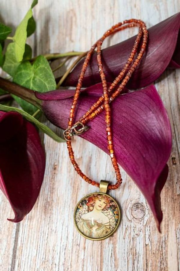 Alternate image for Alphonse Mucha The Celestine Muse Cubic Zirconia Necklace