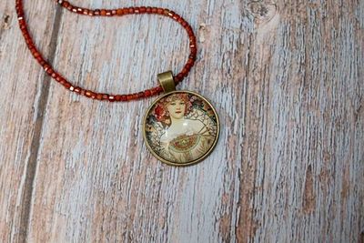 Alternate image for Alphonse Mucha The Celestine Muse Cubic Zirconia Necklace
