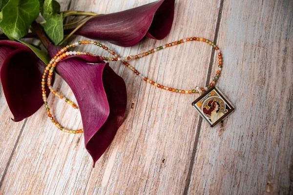 Alternate image for Alphonse Mucha The Art Nouveau Muse Cubic Zirconia Necklace