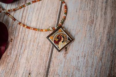 Alternate image for Alphonse Mucha The Art Nouveau Muse Cubic Zirconia Necklace