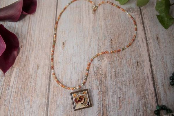 Alternate image for Alphonse Mucha The Art Nouveau Muse Cubic Zirconia Necklace