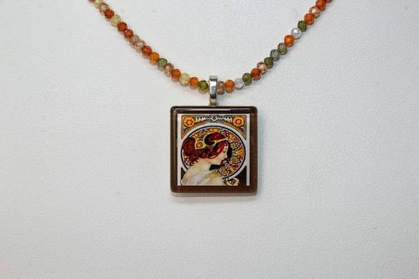 Alternate image for Alphonse Mucha The Art Nouveau Muse Cubic Zirconia Necklace