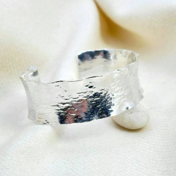 Alternate image for Wide Ruffled Hammered Sterling Silver Cuff