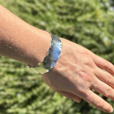 Alternate image for Wide Ruffled Hammered Sterling Silver Cuff