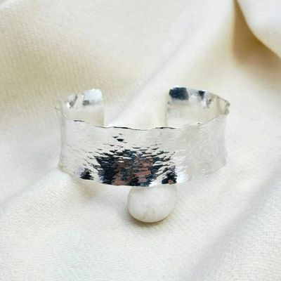 Alternate image for Wide Ruffled Hammered Sterling Silver Cuff
