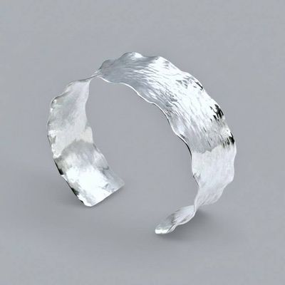 Alternate image for Wide Ruffled Hammered Sterling Silver Cuff