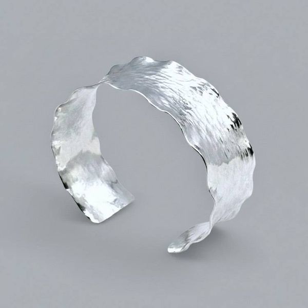 Alternate image for Wide Ruffled Hammered Sterling Silver Cuff