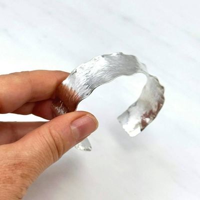 Alternate image for Wide Ruffled Hammered Sterling Silver Cuff