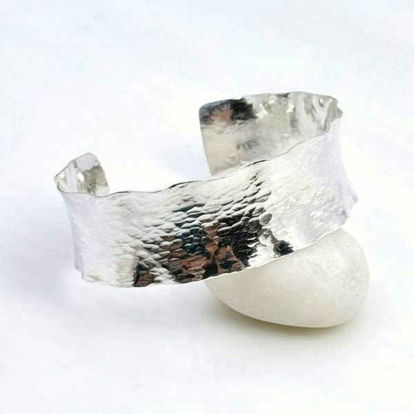Alternate image for Wide Ruffled Hammered Sterling Silver Cuff