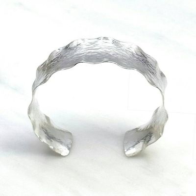 Alternate image for Wide Ruffled Hammered Sterling Silver Cuff