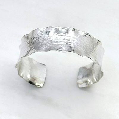 Alternate image for Wide Ruffled Hammered Sterling Silver Cuff