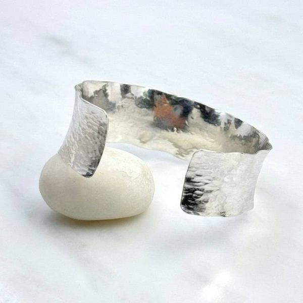 Alternate image for Wide Ruffled Hammered Sterling Silver Cuff