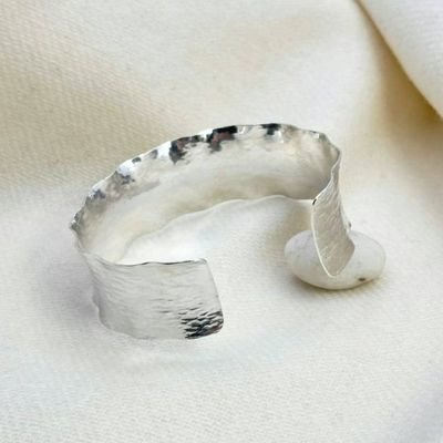 Alternate image for Wide Ruffled Hammered Sterling Silver Cuff