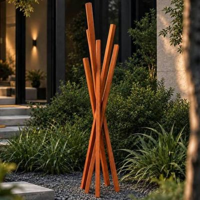 Alternate image for Tall Abstract Garden Sculpture | 48-inch Rusted Steel Design | Converge