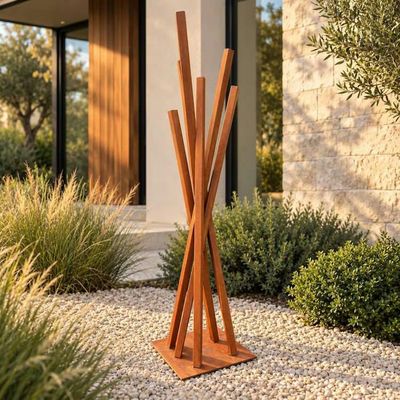 Alternate image for Tall Abstract Garden Sculpture | 48-inch Rusted Steel Design | Converge