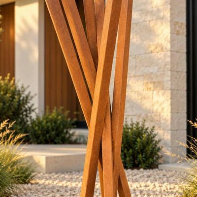 Alternate image for Tall Abstract Garden Sculpture | 48-inch Rusted Steel Design | Converge