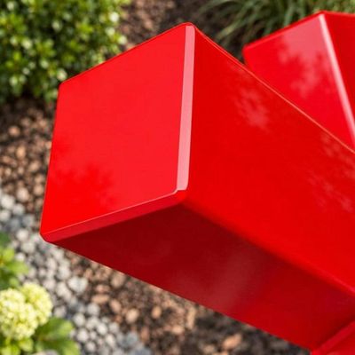 Alternate image for Large Red Floor Sculpture | 45-inch Geometric Steel Form | Vertex