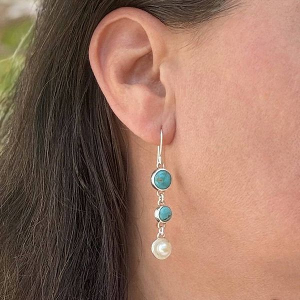 Alternate image for Asymmetrical Turquoise Silver Drop Earrings
