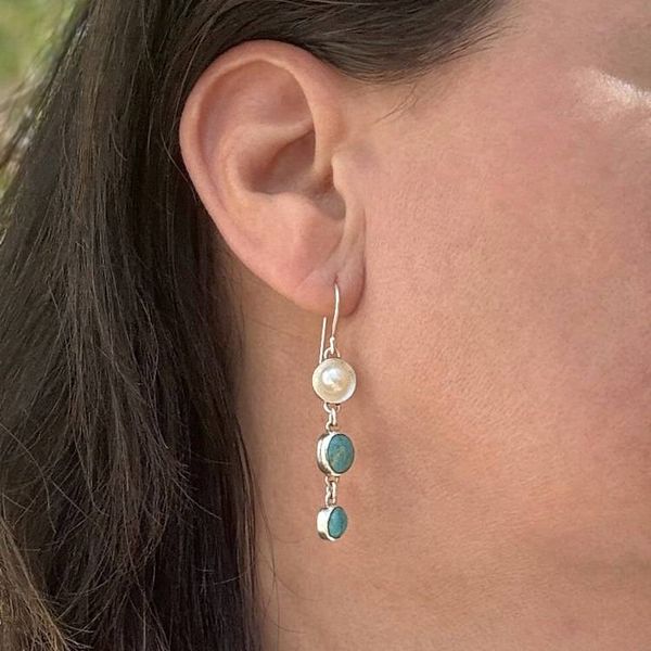 Alternate image for Asymmetrical Turquoise Silver Drop Earrings