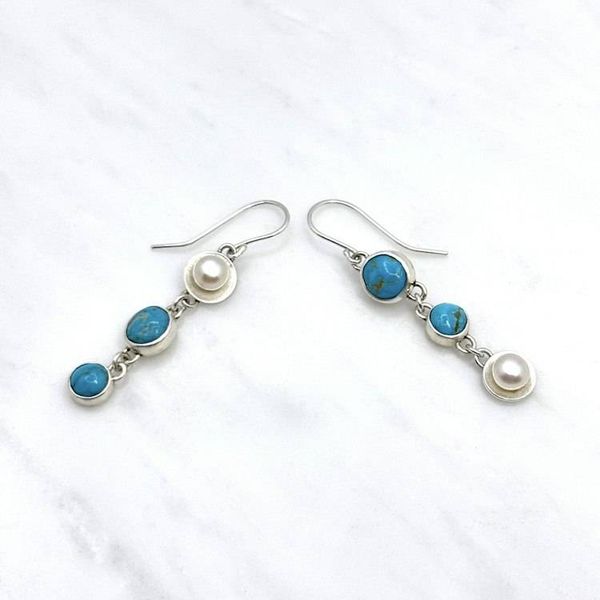 Alternate image for Asymmetrical Turquoise Silver Drop Earrings