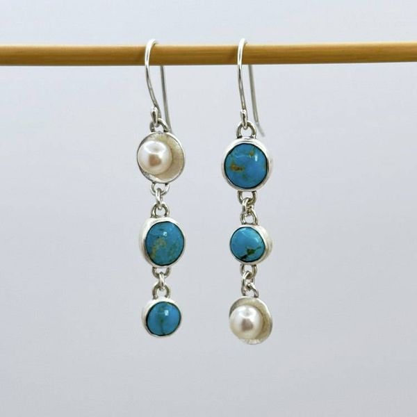 Alternate image for Asymmetrical Turquoise Silver Drop Earrings