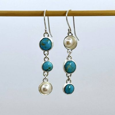 Alternate image for Asymmetrical Turquoise Silver Drop Earrings