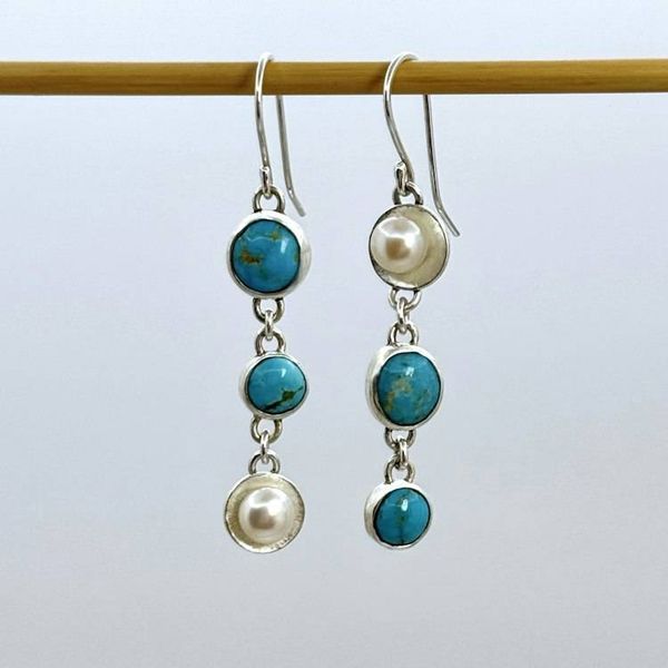 Alternate image for Asymmetrical Turquoise Silver Drop Earrings
