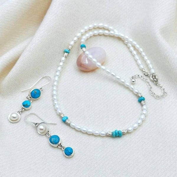 Alternate image for Asymmetrical Turquoise Silver Drop Earrings