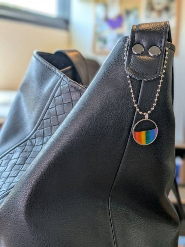Alternate image for Pride Rainbow Bag Charm, Hand-Painted, Resin-Filled