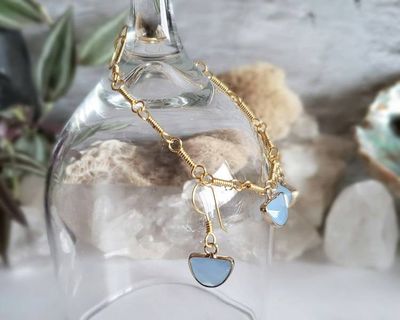 Alternate image for Blue Chalcedony Gold-Colored Sterling Silver Jewelry Set