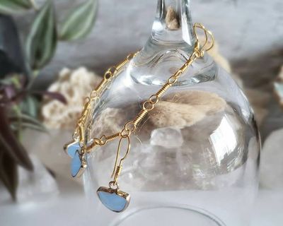 Alternate image for Blue Chalcedony Gold-Colored Sterling Silver Jewelry Set