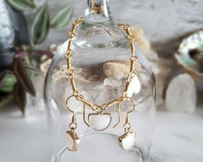 Alternate image for Milk Quartz Gold-Colored Sterling Silver Jewelry Set
