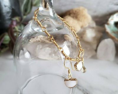 Alternate image for Milk Quartz Gold-Colored Sterling Silver Jewelry Set