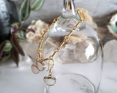 Alternate image for Milk Quartz Gold-Colored Sterling Silver Jewelry Set