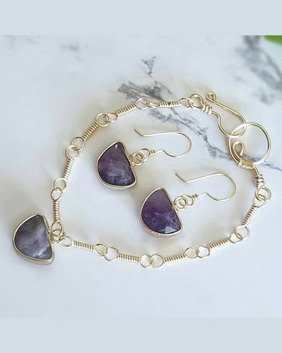 Alternate image for Amethyst Gold-Colored Sterling Silver Jewelry Set