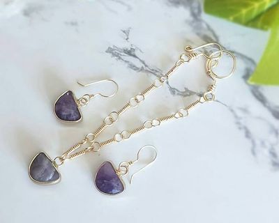 Alternate image for Amethyst Gold-Colored Sterling Silver Jewelry Set