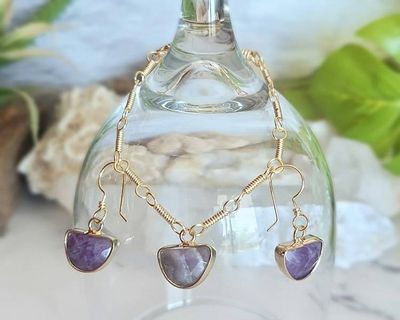 Alternate image for Amethyst Gold-Colored Sterling Silver Jewelry Set