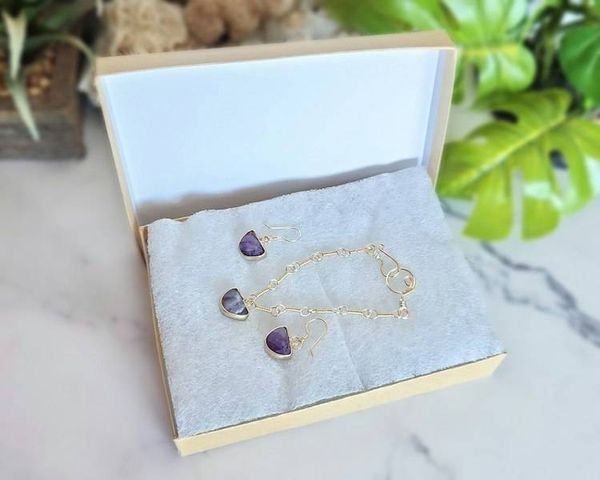 Alternate image for Amethyst Gold-Colored Sterling Silver Jewelry Set