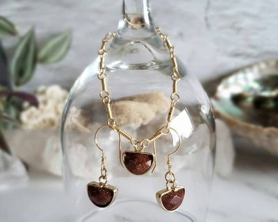 Alternate image for Goldstone Gold Colored Sterling Jewelry Set
