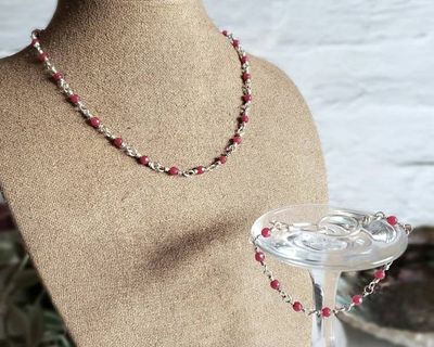 Alternate image for Fine Silver and Ruby Jewelry Set