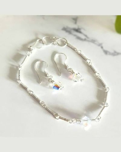 Alternate image for Vintage Crystal Sterling Silver Jewelry Set